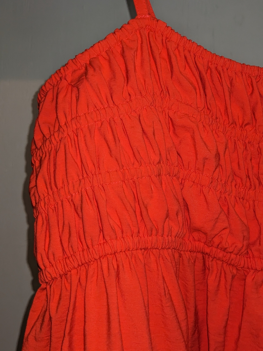 A New Day Red Orange Smocked Strap Maxi Dress Summer Wedding Guest Hamptons Week - Picture 3 of 8